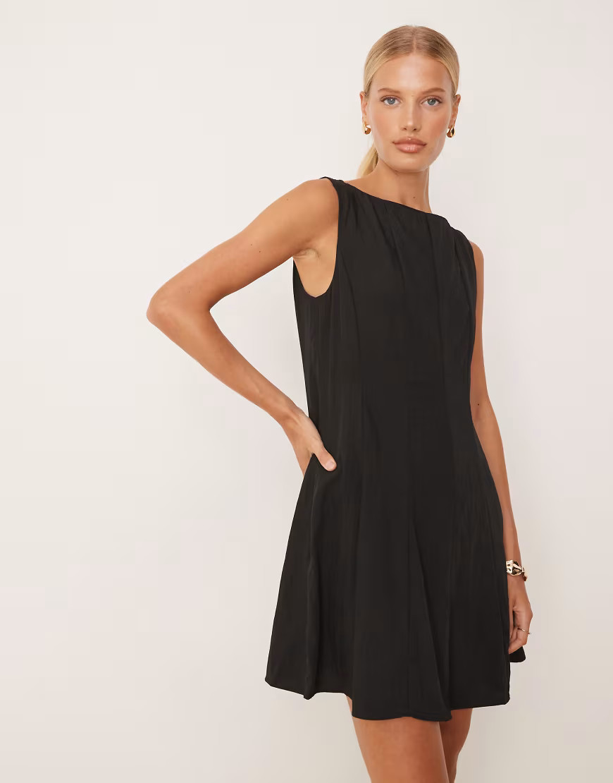 Mango structured fit and flare mini dress in black | ASOS (Global)