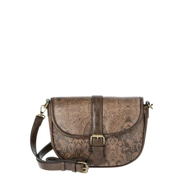 The Pioneer Woman Tapestry Print Crossbody Saddle Bag, Women’s | Walmart (US)