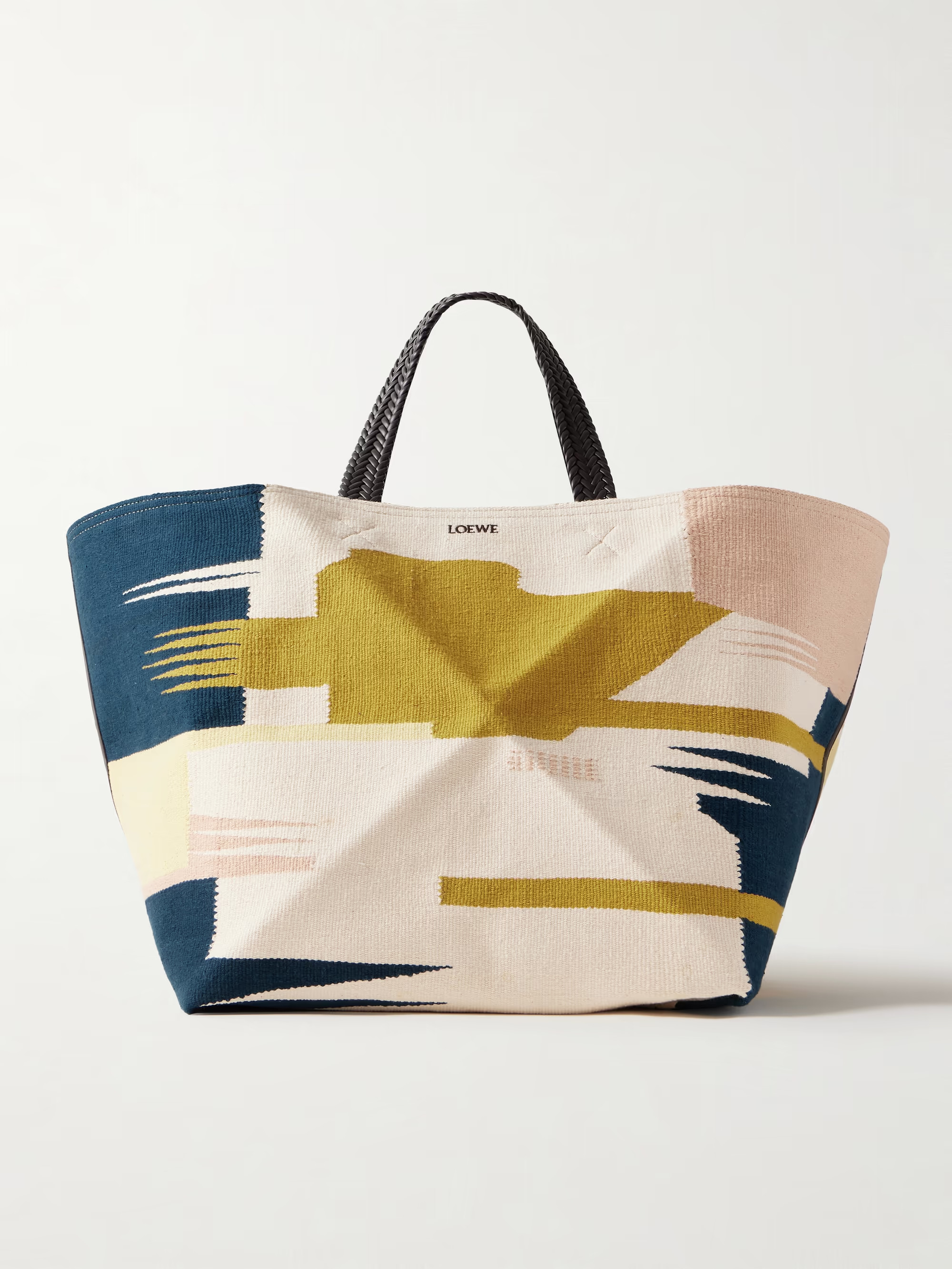Puzzle Fold XL leather-trimmed canvas-jacquard tote | NET-A-PORTER (US)