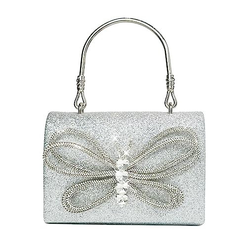Trisapu Womens Evening Bag Sparkly Bow Clutch Purse Wedding Party Purses Glitter Rhinestone Cocktail Prom Handbags Silver | Amazon (US)