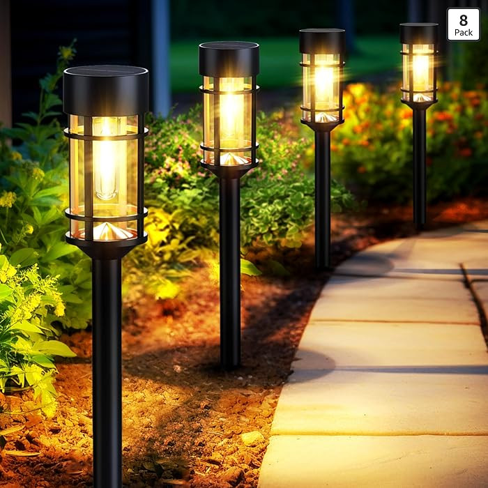 Mancra Solar Pathway Lights, 8 Pack LED Solar Lights Outdoor Waterproof, Glass Metal Garden Light... | Amazon (US)