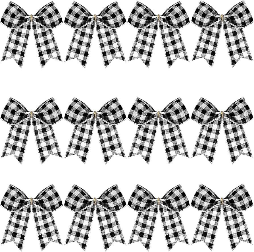 WILLBOND 12 Pieces Buffalo Plaid Bows Burlap Decorative Velvet Bows for Wreaths for Gift Wrap Chr... | Amazon (US)