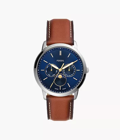 Neutra Moonphase Multifunction Brown Leather Watch | Fossil (US)