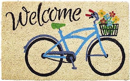 Avera Products | Welcome Bike with Flowers, Natural Coir Fiber Doormat, Anti-Slip PVC Mat Back | Amazon (US)