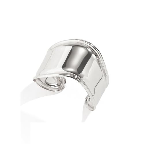 Vintage Irregular Chunky Wide Cuff Bracelet Female Personality Fashion Geometric Metal Smooth Ban... | Amazon (US)