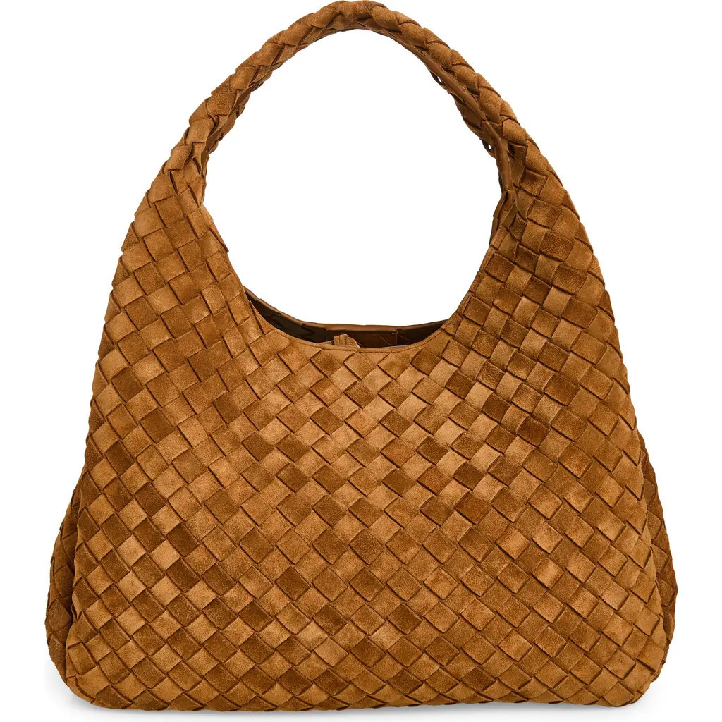 Bottega Veneta Large Campana Suede Shoulder Bag in 2599 Amber-M Brass at Nordstrom | Nordstrom