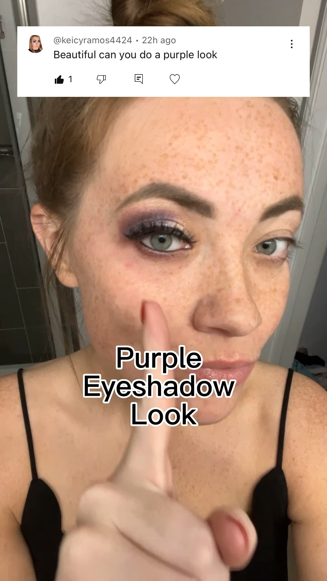 Purple eyeshadow makeup look with false lashes and full top and bottom eyeliner. 

#LTKunder100 #LTKunder50 #LTKbeauty