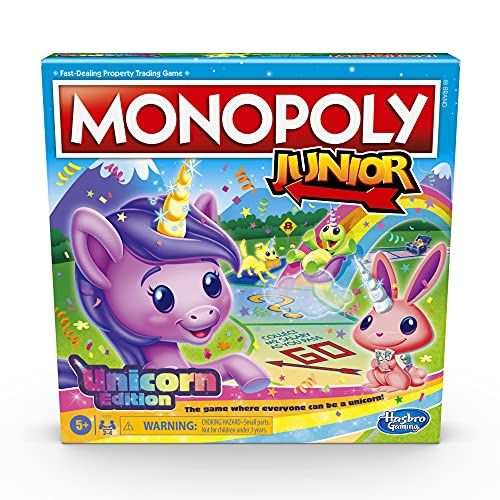 MONOPOLY Junior: Unicorn Edition Board Game for 2-4 Players, Magical-Themed Indoor Game for Kids Age | Amazon (US)