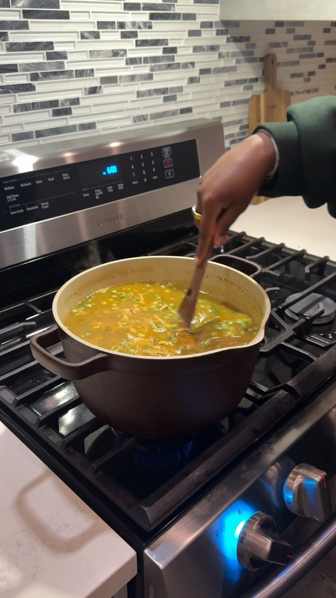 Making my mamas chicken soup 🥰 
#cookwithme 

Ingredients:
1 whole large onion
5 carrots 
5-6 stocks of celery
Olive Oil OR Garlic oil (I used @Algae Cooking Club x Nara Smith)
2-3 sprigs of thyme & oregano
1 small chunk of ginger
2-3 cloves of garlic
2 large chicken breast (or 4 small)
Chicken broth / stock (2-3 boxes or enough liquid to cover everything well)
Salt & pepper 
Parsley
Frozen corn 
Frozen peas

#LTKfoodie