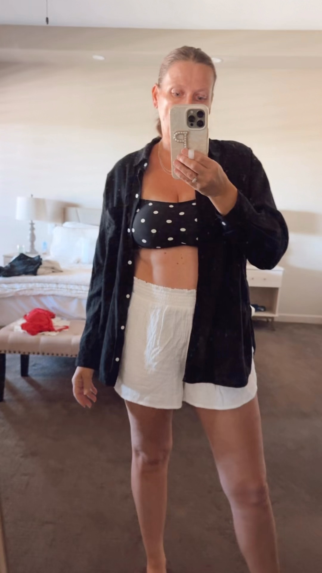 Pool look

Polka dot bikini, black linen shirt, linen shorts, pool outfit idea, effortless outfit, summer outfit, vacation outfit, resort wear 

#LTKOver40 #LTKTravel #LTKSwim