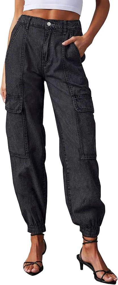 LONGYIDA Jean Joggers for Women High Waisted Drawstring Elastic Waist Stretch Denim Pants | Amazon (US)