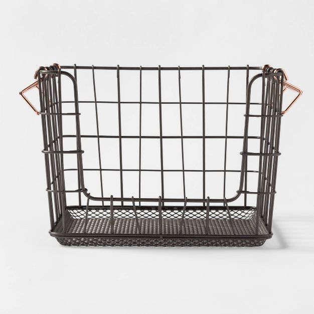 Wire Stackable Basket with Copper Handle Pewter - Threshold™ | Target