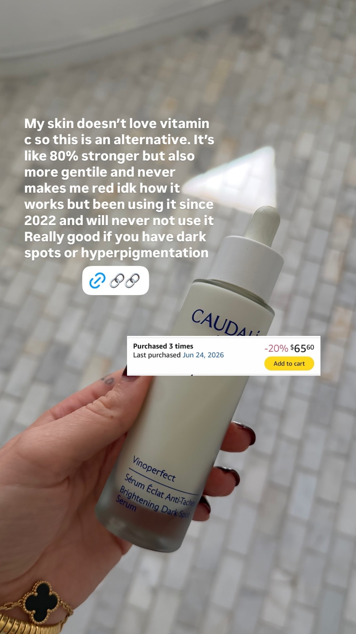 My skin doesn’t love vitamin c so this is an alternative. It’s like 80% stronger but also more gentile and never makes me red idk how it works but been using it since 2022 and will never not use it 
Really good if you have dark spots or hyperpigmentation  @caudalieus