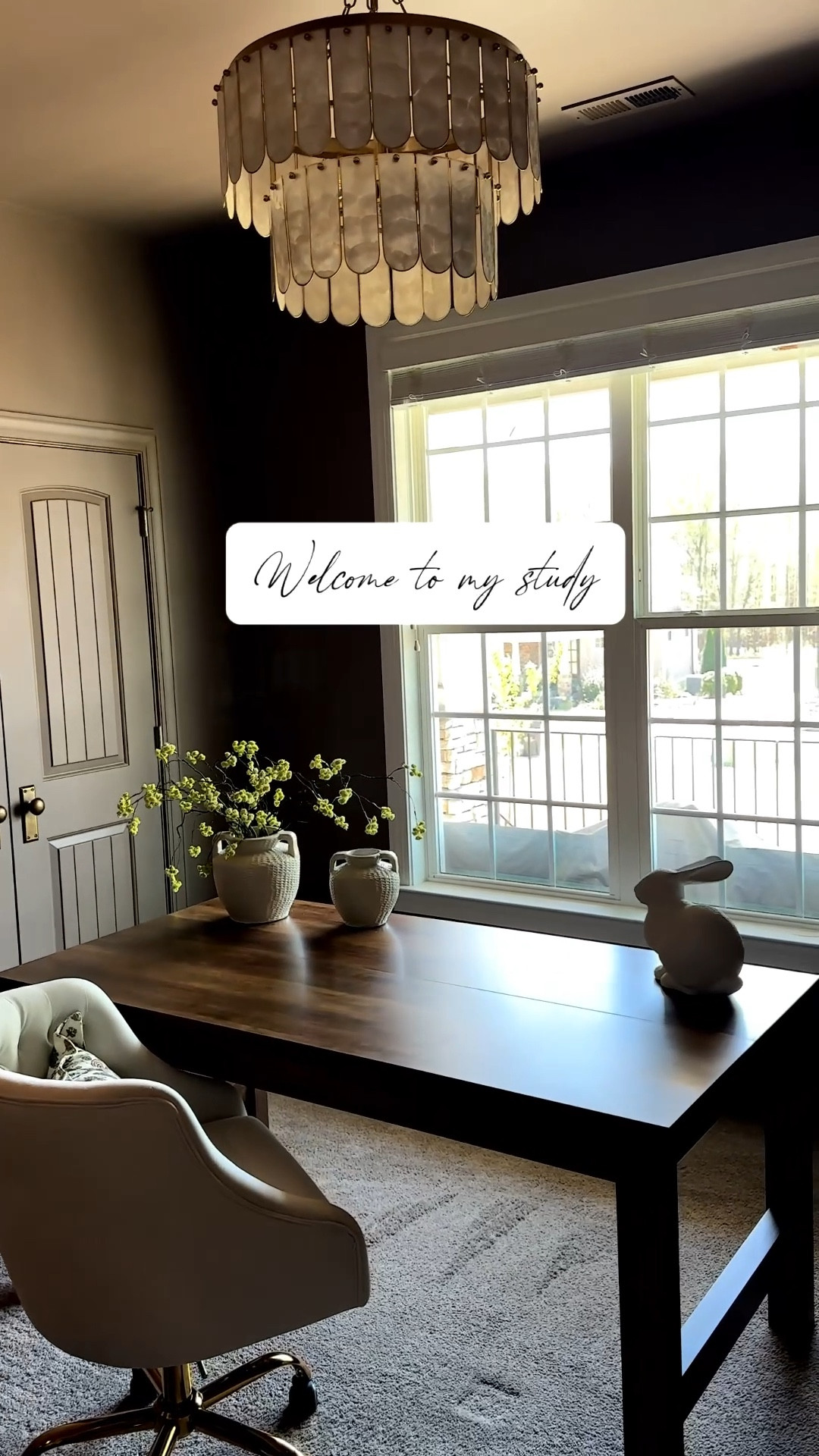 My Moody Study!! The color drenched walls are Porcini by Benjamin Moore🤎
I pinch myself every time I walk in.

Chandelier, desk, chair, horse art, Mopio Blake storage system, bookcases, dressers, office units, vases, spring stems, mortar, candle, matches, pedestal, grapevine balls, marble sculpture, antique brass doorknob 


#LTKHome #LTKstorytime #LTKSeasonal