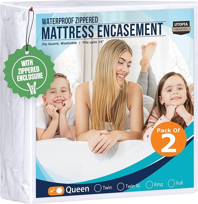 Utopia Bedding Mattress Protector Zippered Queen Size (Pack of 2), 100% Waterproof Bed Bug and Du... | Amazon (US)