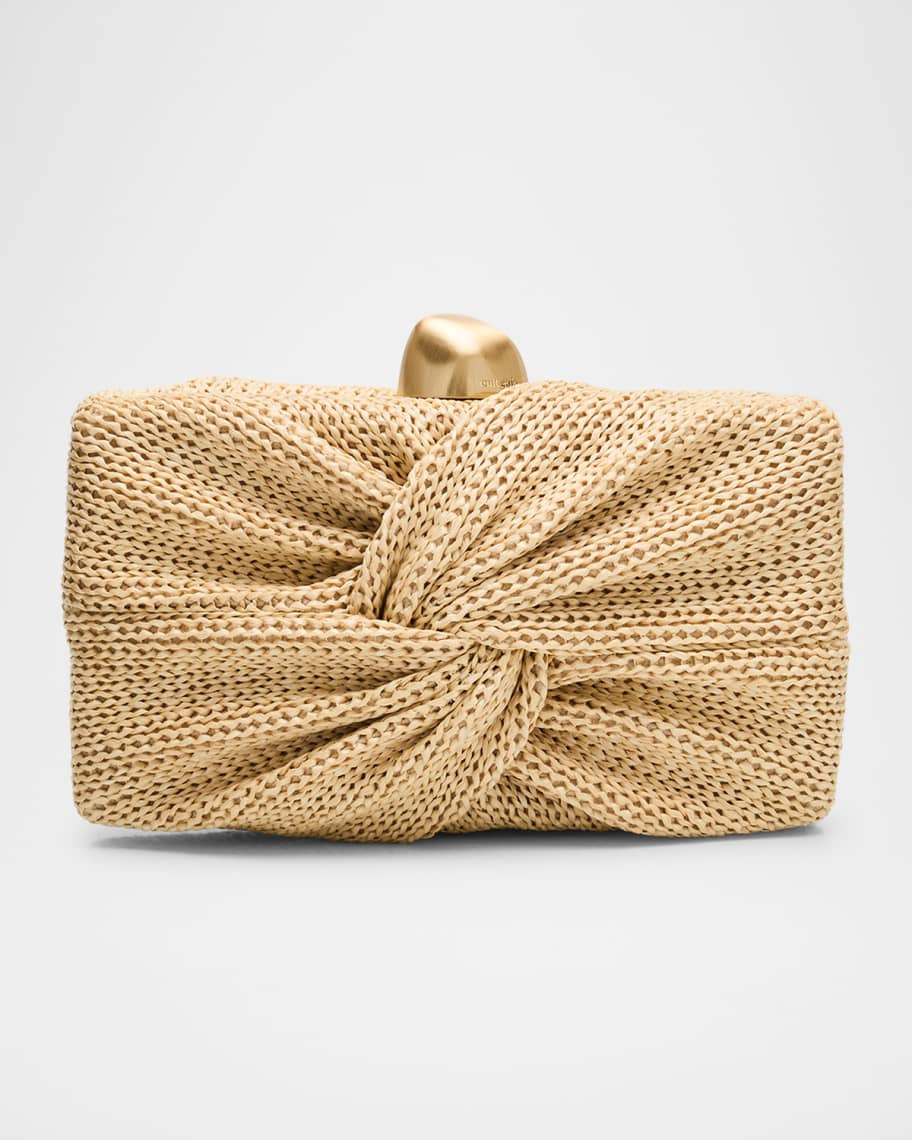 Lisse Twisted Raffia Clutch Bag | Neiman Marcus