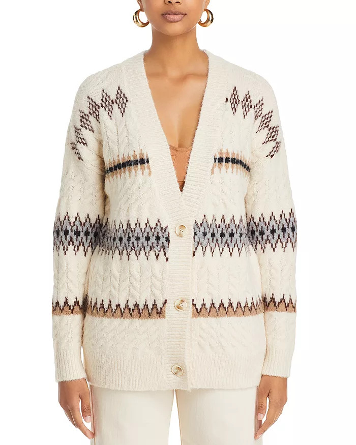 Cable Knit Striped Cardigan | Bloomingdale's (US)