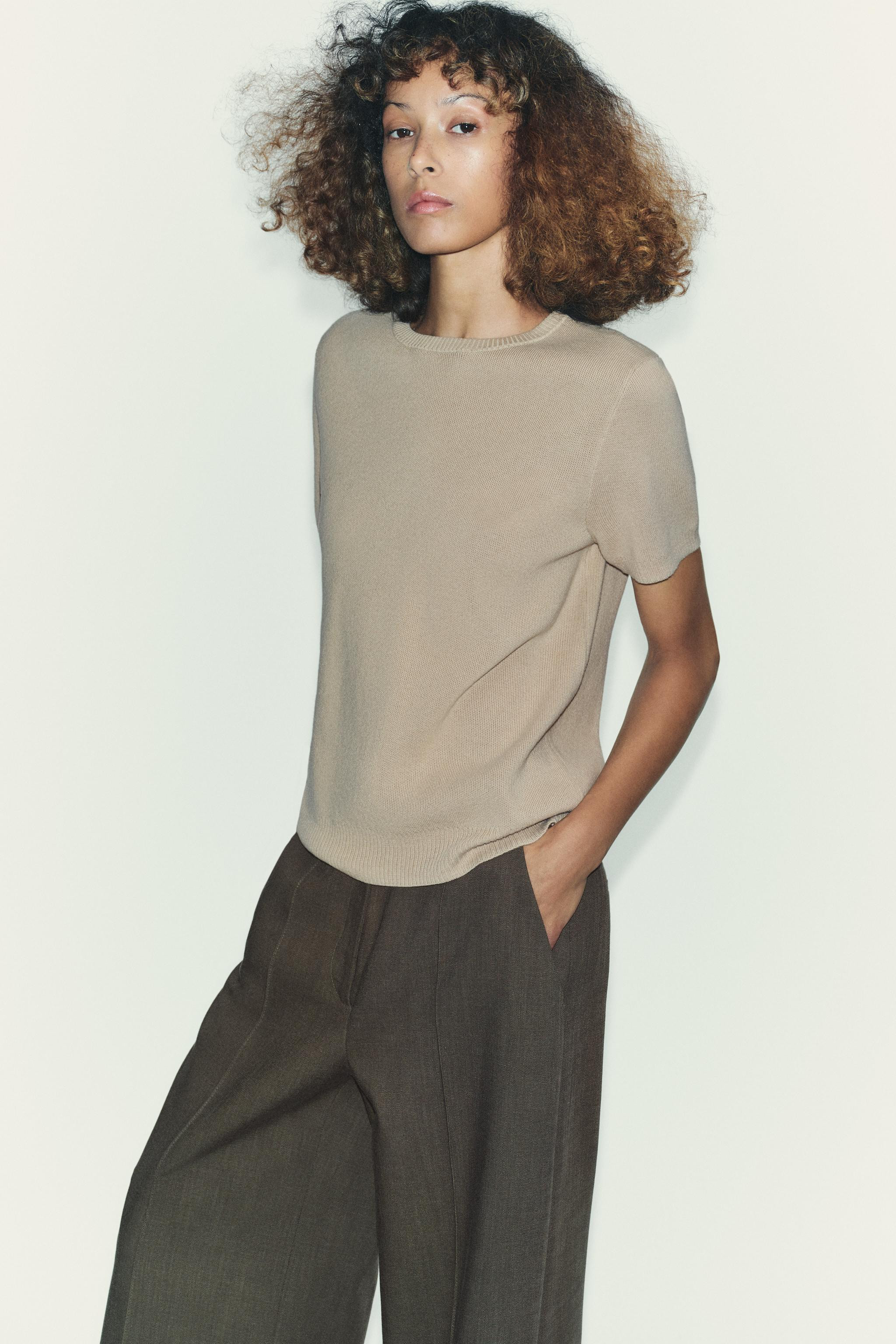 SHORT SLEEVE BASIC KNIT SWEATER | Zara US