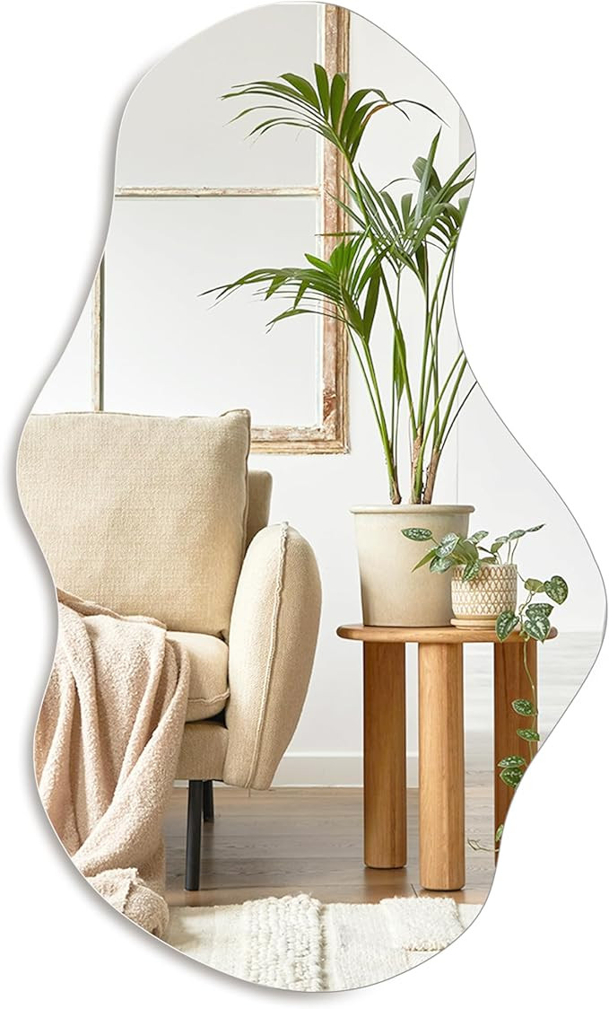 PERFNIQUE Irregular Wall Mirror Asymmetrical Mirror, 35''x21'' Decorative Modern Mirrors for Bath... | Amazon (US)