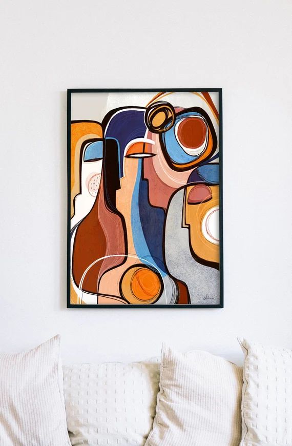 Cubist Faces Abstract Large Wall Art Print Living Room Art - Etsy Canada | Etsy (CAD)