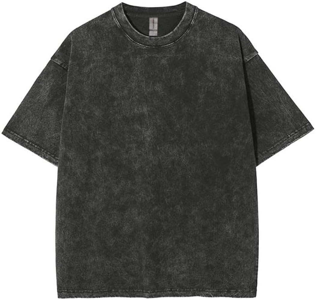 Acid Wash Tshirt Men,Men's Cotton T-Shirts,Streetwear Baggy Washed Unisex Tops,Acid Wash Casual H... | Amazon (US)