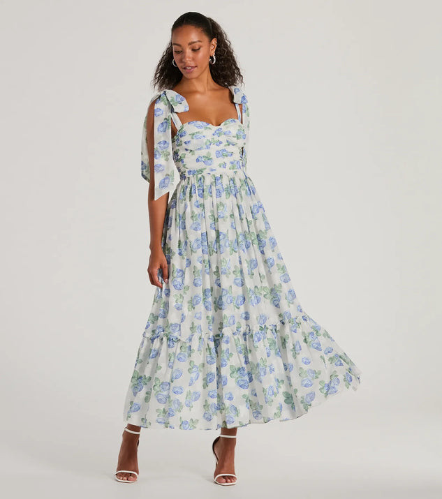 Clara Sweetheart Floral Chiffon Midi Formal Dress | Windsor Stores