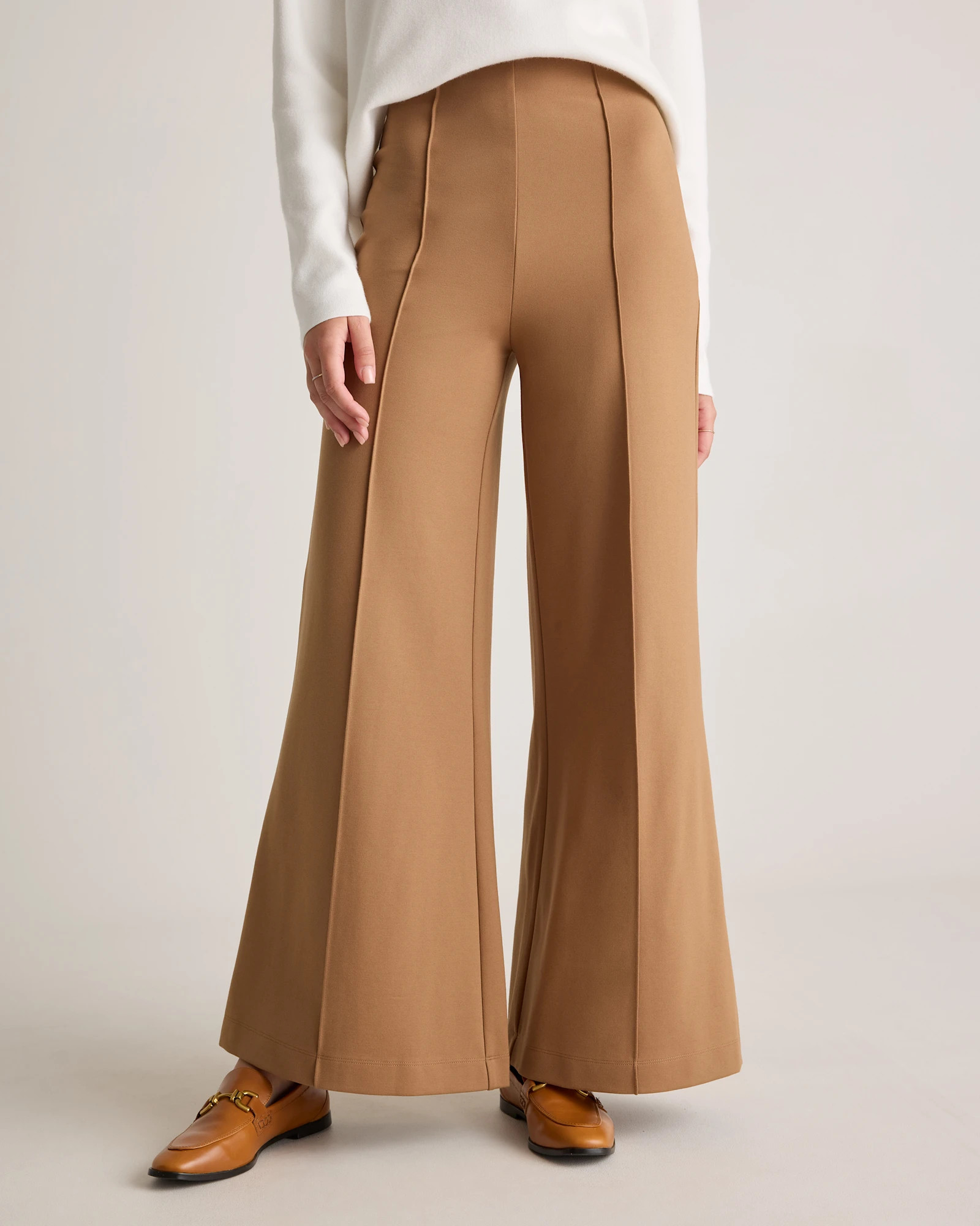 Quince | Women's Ultra-Stretch Ponte Super Wide Leg Pants in Espresso, Size XS, Rayon | Quince