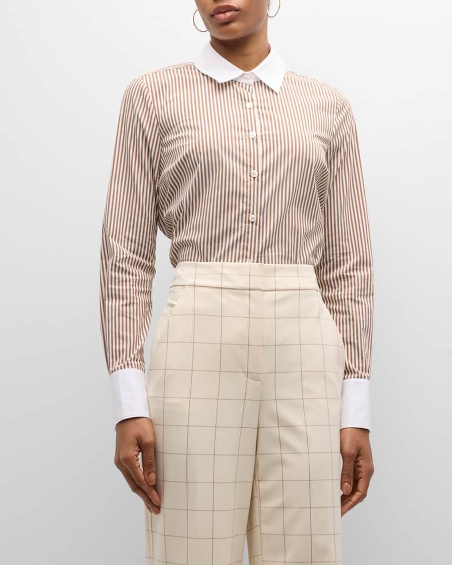 Veronica Beard Marisol Classic Stripe Shirt | Neiman Marcus