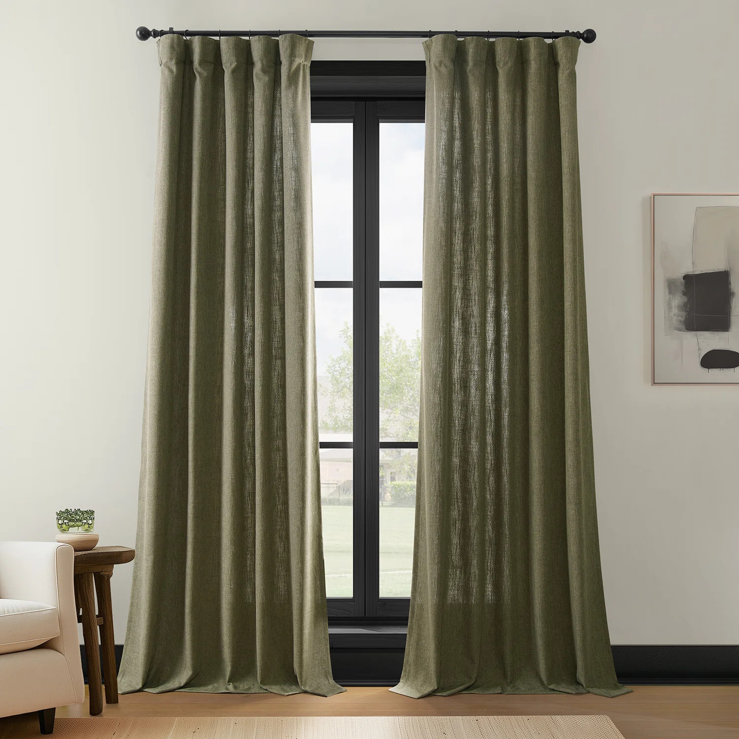 Farmbry Simply Faux Linen Curtains Pair - 2 Panels - Light Filtering Window Curtains | Joss & Main