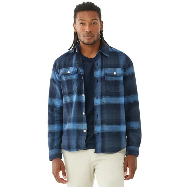 Free Assembly Men's Two-Pocket Flannel Shirt | Walmart (US)