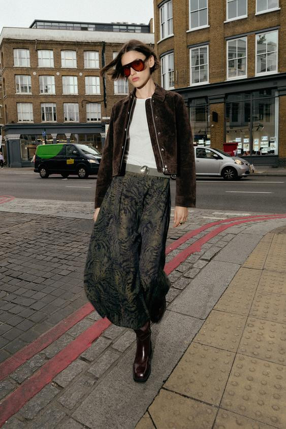 BELTED ANIMAL PRINT MIDI SKIRT | Zara US