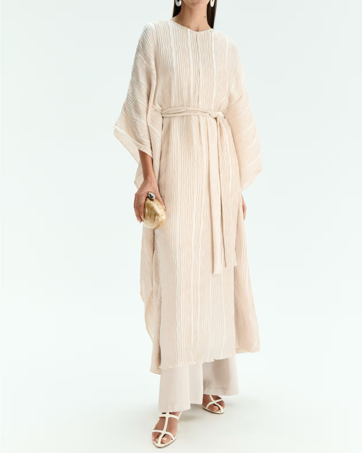 Cream tie belt caftan dress 
Resort wear 

#LTKSeasonal