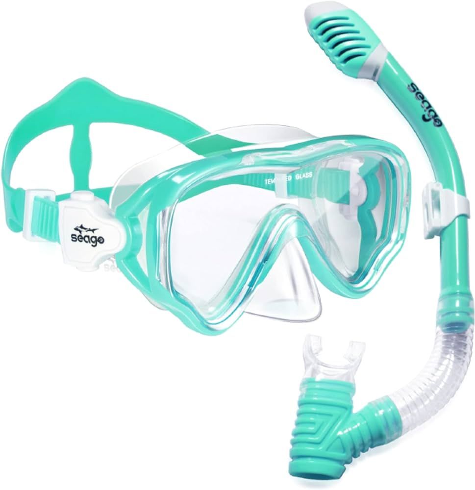 Kids Snorkel Set Dry Top Snorkel Mask Snorkeling Gear for Kids Boys Girls Youth, No Leak Comfy Mo... | Amazon (US)