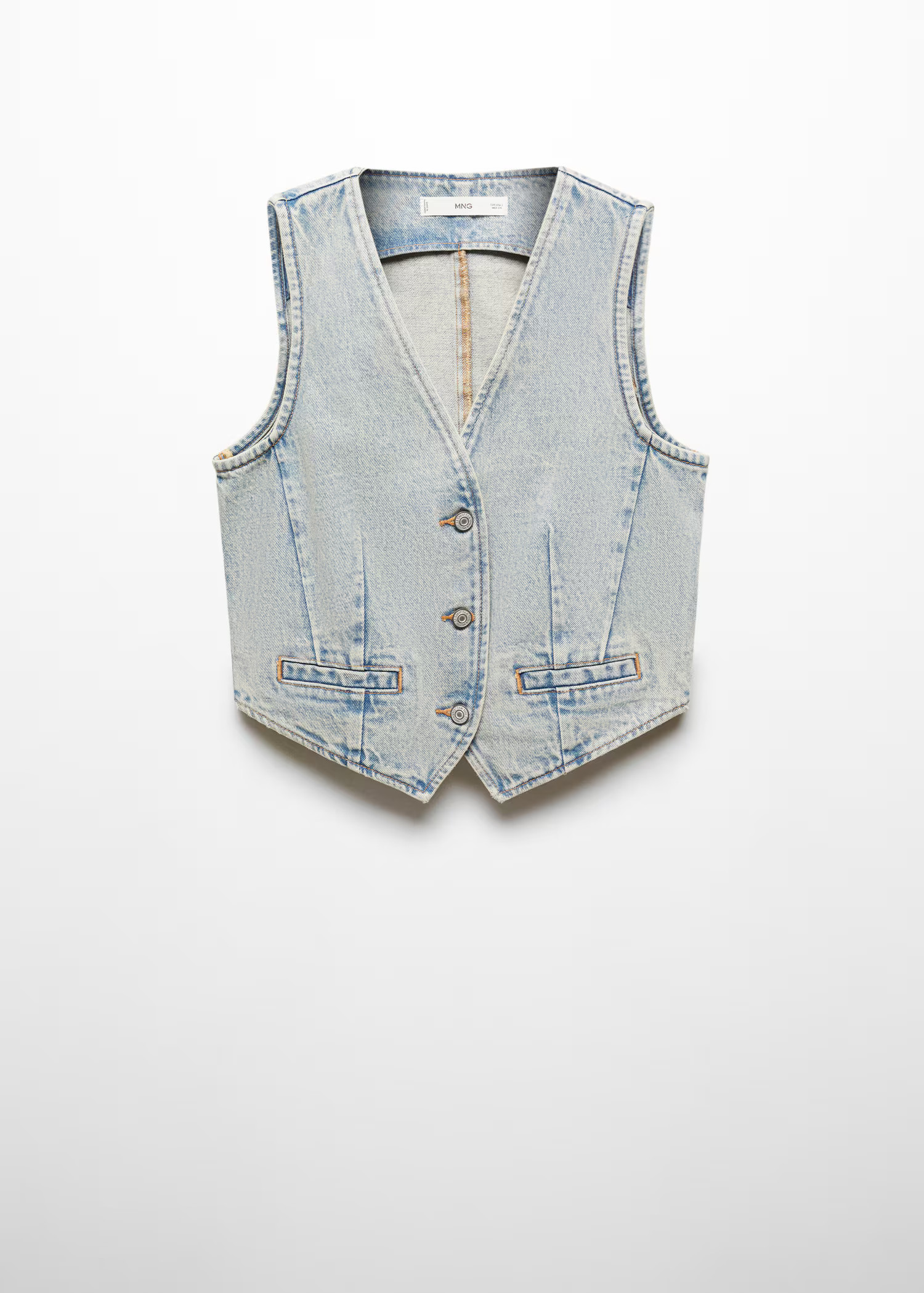 Denim vest with seams - Woman | MANGO USA | MANGO (US)