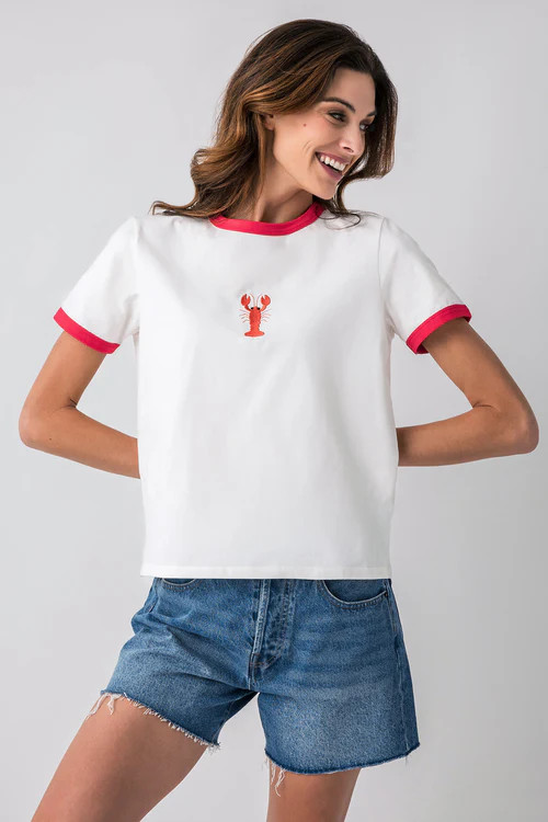 Wishlist Lobster Embroidered Contrast Knit Top | Social Threads