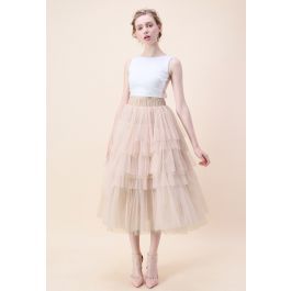 Love Me More Layered Tulle Skirt in Nude Pink | Chicwish