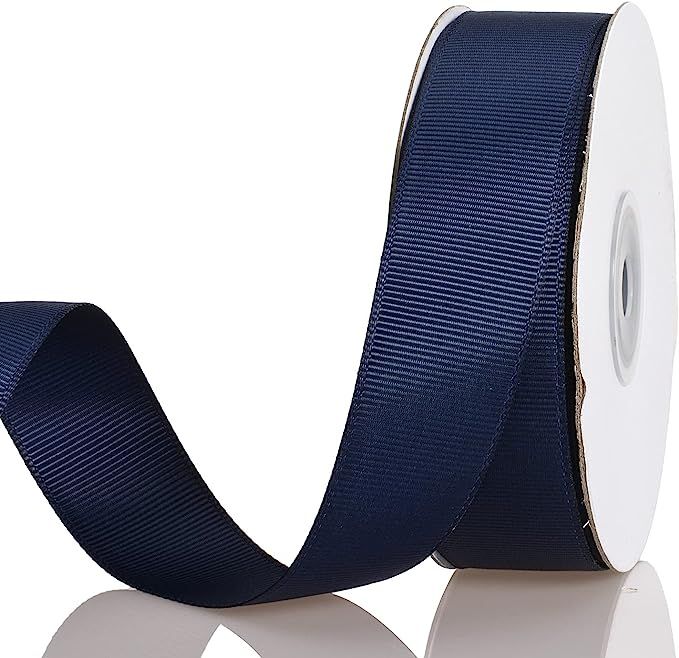 ATRBB 25 Yards 1 Inch Solid Grosgrain Ribbon Roll for Gift Wrapping DIY Hair Accessories (Navy) | Amazon (US)