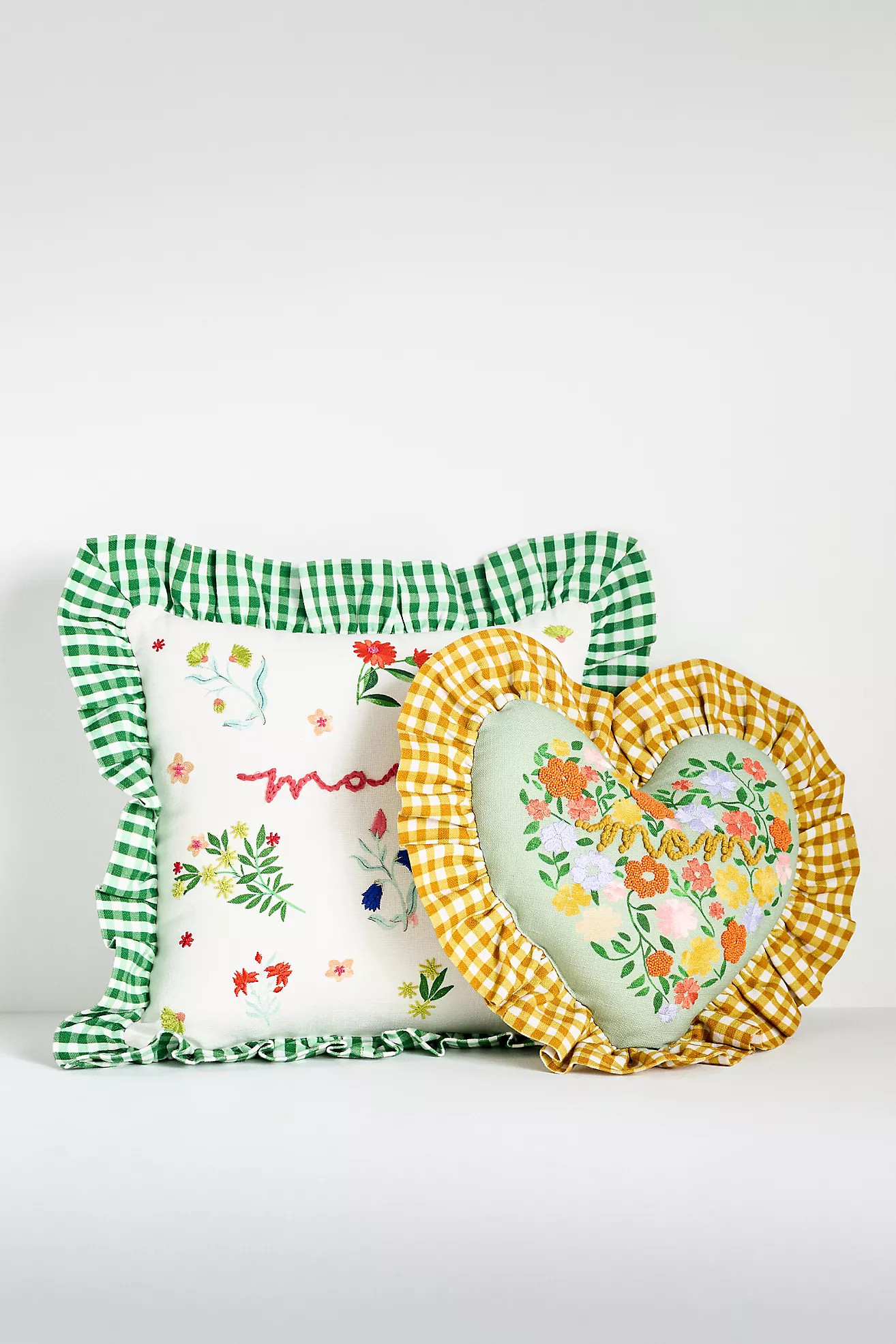 Mom Cotton Embroidered Floral Pillow | Anthropologie (US)