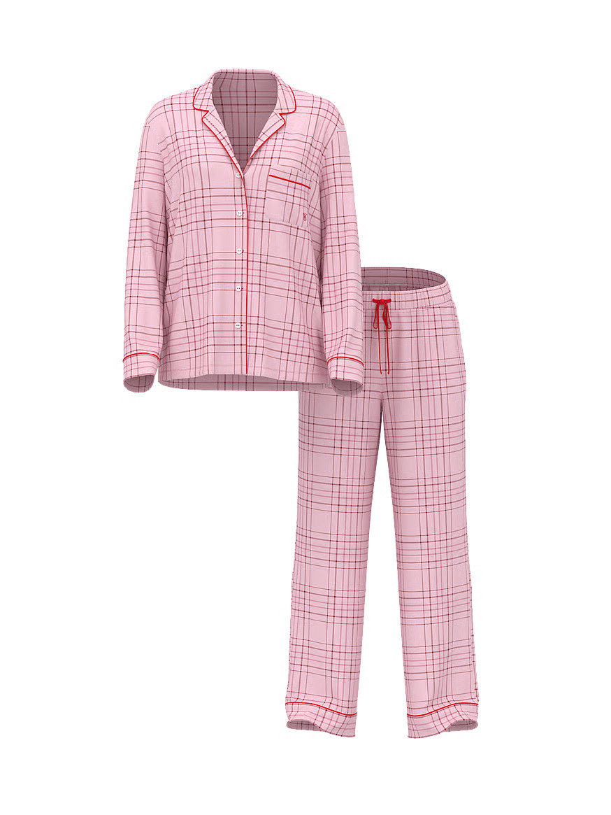 Buy Flannel Long Pajama Set, Black/Vs White/Red Yd Plaid - Order Pajamas Sets online - Victoria's... | Victoria's Secret (US / CA )