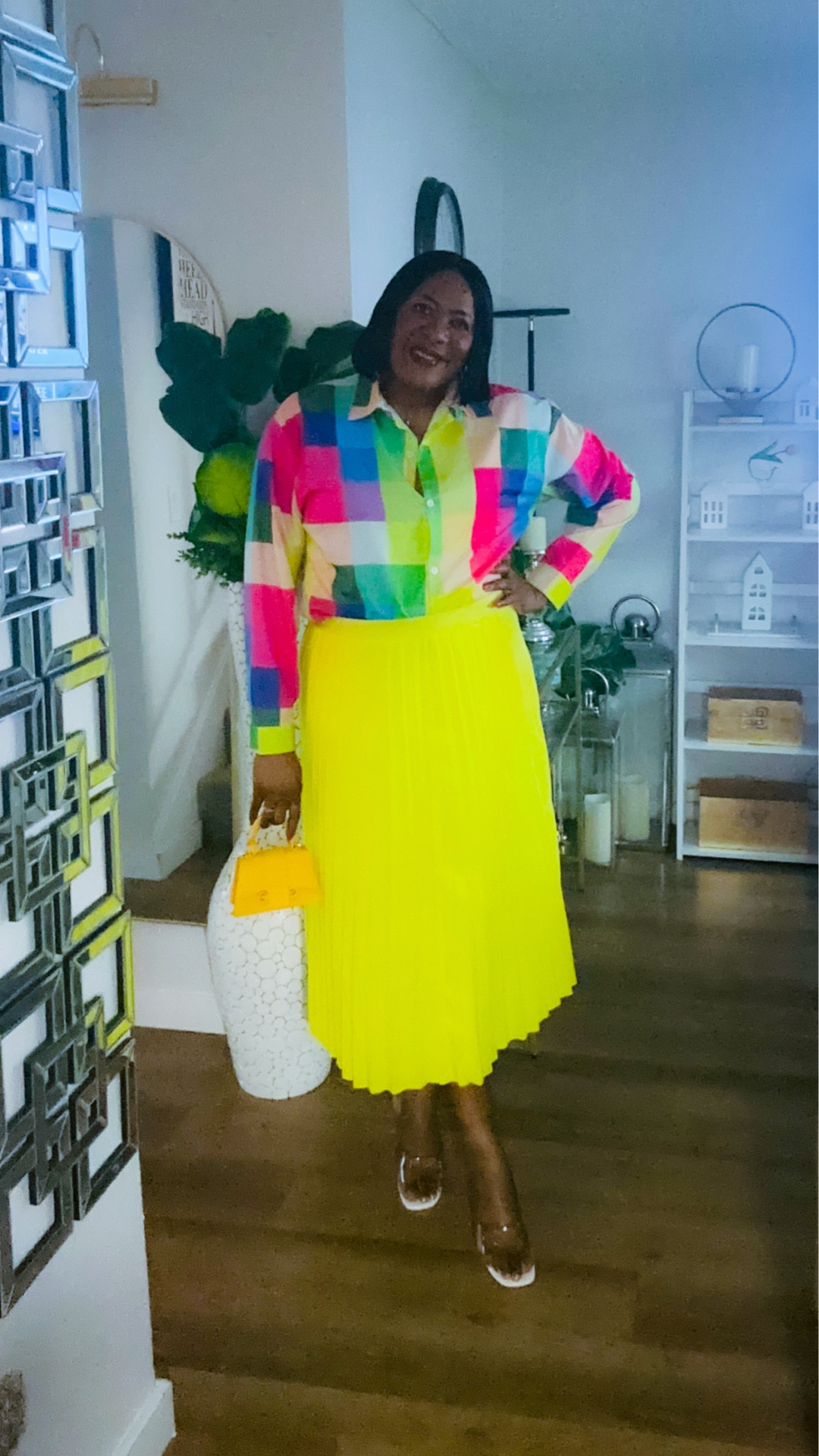 Today’s forecast was 100% chance of serving looks 💛❤️🩷💙💚🤌🏾

#ootd 

#LTKShoeCrush #LTKWorkwear #LTKItBag