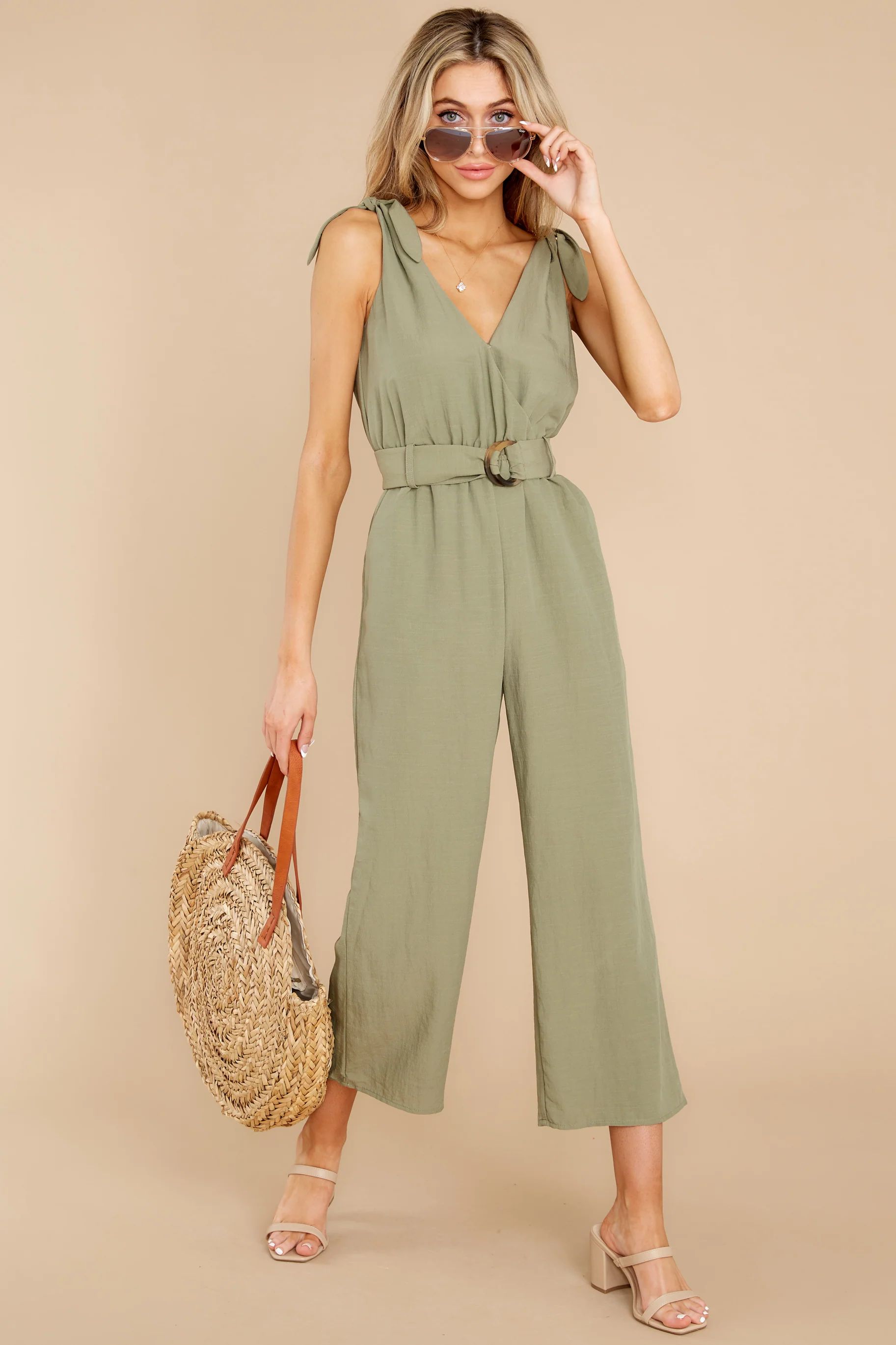 Hint At Perfection Moss Green Jumpsuit | Red Dress 