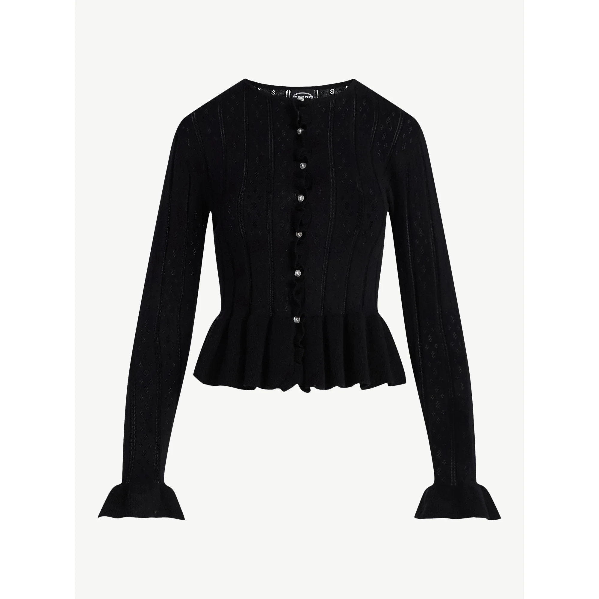 Scoop Women's and Women's Plus Peplum Ruffle Cardigan Sweater, Lightweight, Sizes XS-4X | Walmart (US)