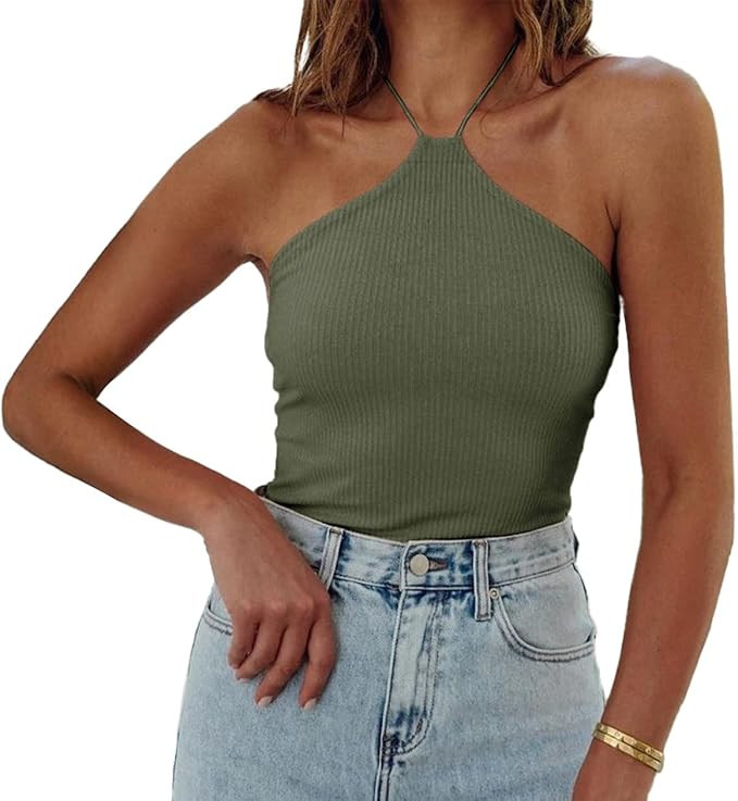 BTFBM Women Casual Bodycon Tank Tops Slim Fit Ribbed Sleeveless Shirts Solid Color Summer Tops | Amazon (US)