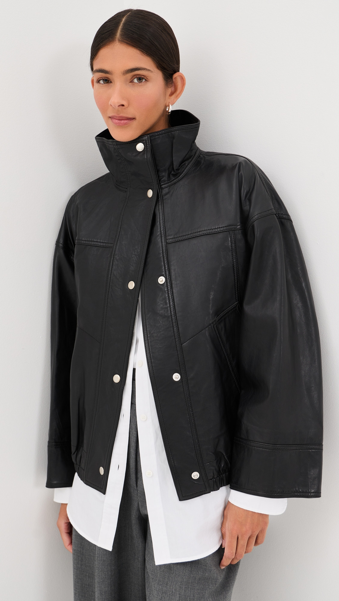 Róhe Reinvented Leather Jacket Black 40 | Shopbop