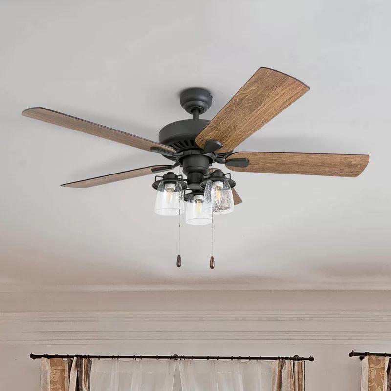 52" Alexa 5-Blade Standard Ceiling Fan with Remote Control and Light Kit Included | Wayfair Professional