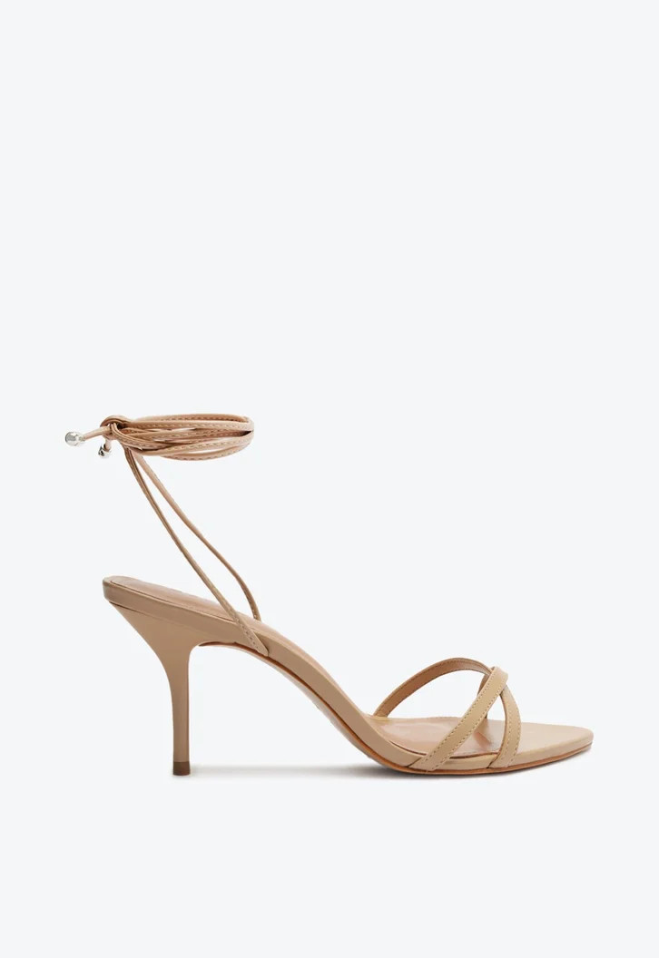 Sandália Bege Schutz Salto Alto Tiras Amarração Couro | ZZ Mall (BR)