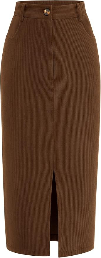 PRETTYGARDEN Corduroy Skirt Women Fall Fashion 2025 High Waisted Pencil Midi Skirts Business Casu... | Amazon (US)
