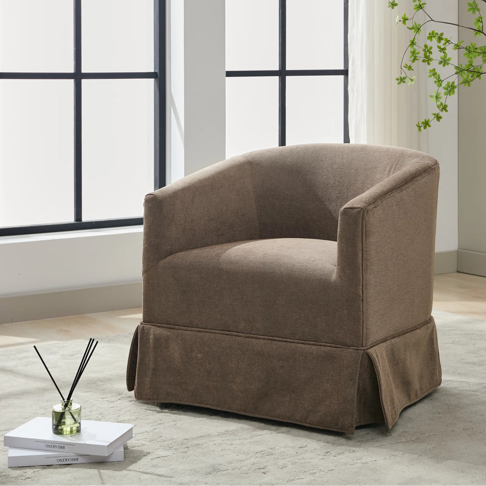 Upholstered Swivel Barrel Chair Set Of 2 | Wayfair North America