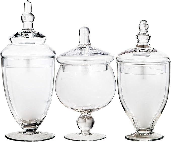 Candy Jars Clear Glass Apothecary Bowls - Set of 3 - Wedding Candy Buffet Containers (Small, Clea... | Amazon (US)