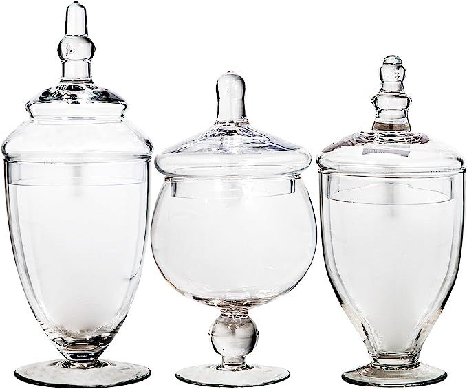 Candy Jars Clear Glass Apothecary Bowls - Set of 3 - Wedding Candy Buffet Containers (Small, Clea... | Amazon (US)